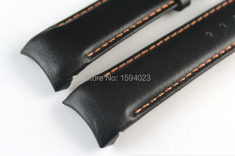 22mm T035407A T035410 High Quality Silver Butterfly Buckle Orange Stitched Black Smooth Genuine Leather Watchband For T035 Strap