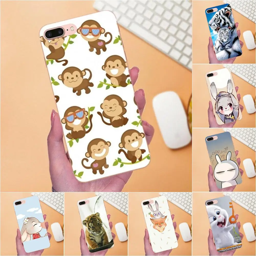 Животные кролик тигр обезьяна сделай сам для Apple iPhone 4 4S 5 5C 6 6S 7 8 Plus X XS Max XR мягкий