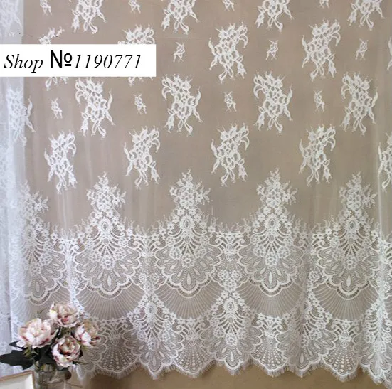 3M French Eyelash Lace Fabric 150cm White Black Diy Exquisite Embroidery Clothes Wedding Dress Accessories | Дом и сад