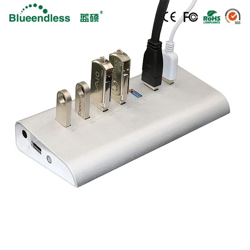 5 Гбит/с быстрая скорость серебристый алюминий 7 портов USB 3 0 серии концентратор