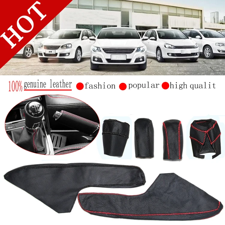 

Genuine Leather Gear Shift Knob Cover for Sagitar POLO Golf Lavida Jetta BORA SANTANA leather gears sets handbrake sleeve MT