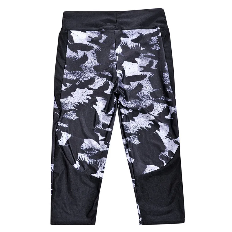 Брендовые леггинсы короткие черные тонкие джеггинсы с цифровой печатью женские