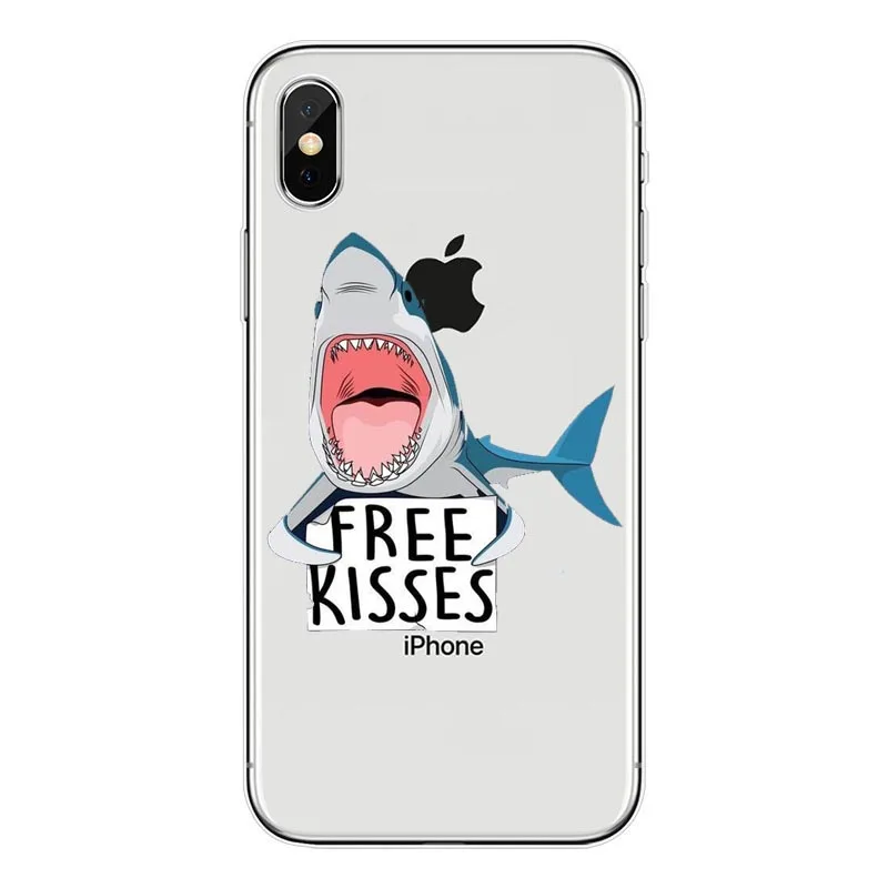 Мягкий чехол для телефона из ТПУ с рисунком морских китов акул рыб iPhone5S SE 6 6SPlus 7