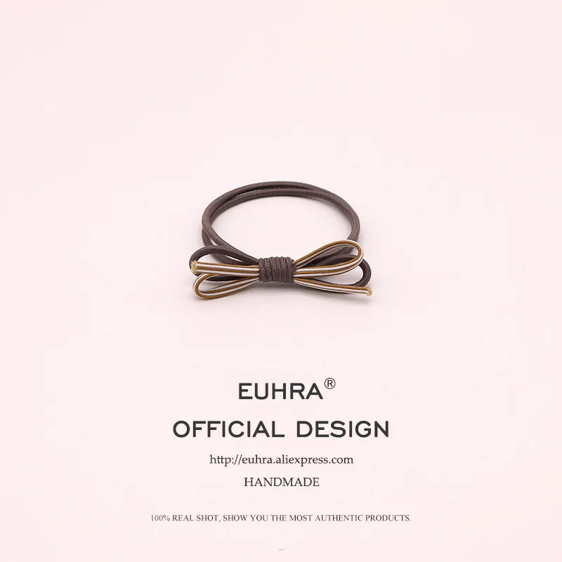 EUHRA 5 Colors Elastic Basic Simple Bow Two-Color Mixing For Women Hair Band Kid Children Rubber Band High Elasticity - Color: Color 3