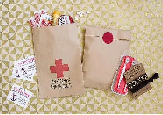 

wedding In Sickness and in Health hangover kits Bachelorette Buffet welcome bags Bridal Shower Bakery Cookie Favors pouches