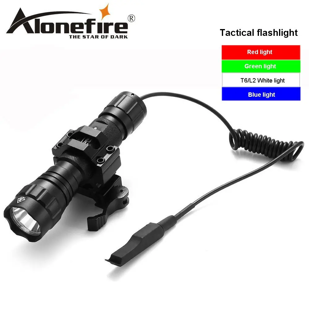 

AloneFire 501Bs Tactical Flashlight led Red light Hunting Torch Spotlight lighting with Remote Pressure Switch Gun Moun