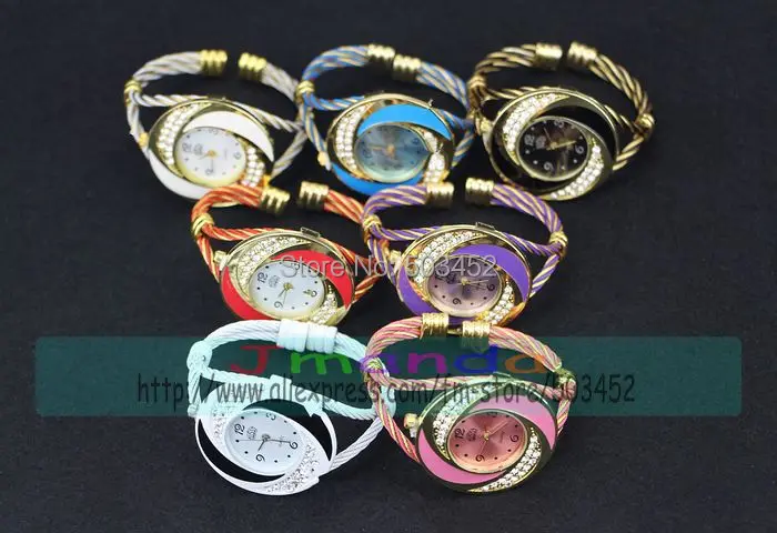 100 шт./лот Cussi Брендовые женские часы с кристаллическим браслетом небольшой