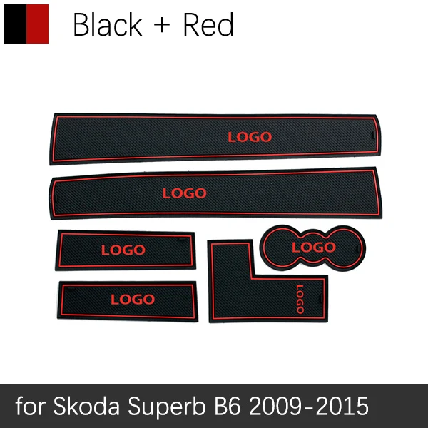 Red Superb 09-15 Противоскользящий резиновый подстаканник для Skoda Octavia a5 a7 2 3 Superb B6 B8 2 3 Fabia 2 2012 аксессуары наклейки - Название цвета: Red Superb 09-15