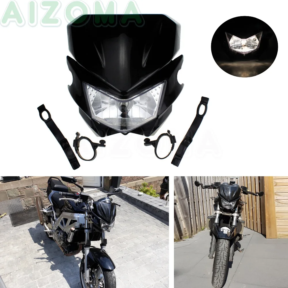 Фара для мотоцикла передняя фара черная обтекатель Honda Suzuki Kawasaki KSR KLX KLR KX 110 125 150 250|