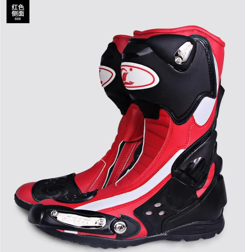 Мотоботы Pro biker SPEED Bikers Moto Racing boots кожаные высокие ботинки для мотокросса черные/белые/красные B1002