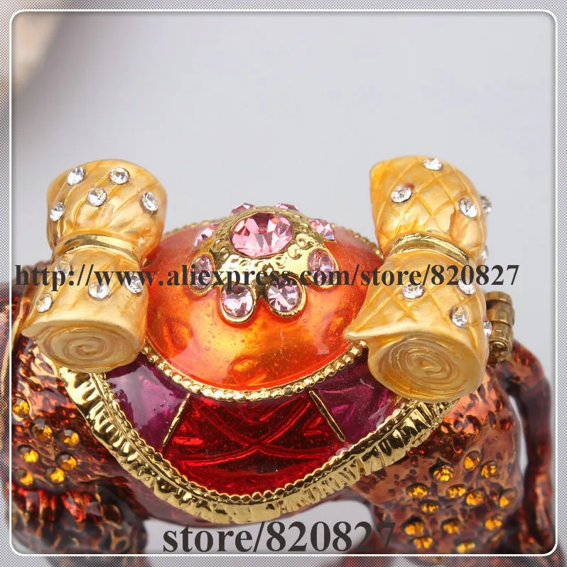 Miniature Dark Brown Camel Enamel Figurine with Czech Element Crystals Trinket Pill Jewelry Box