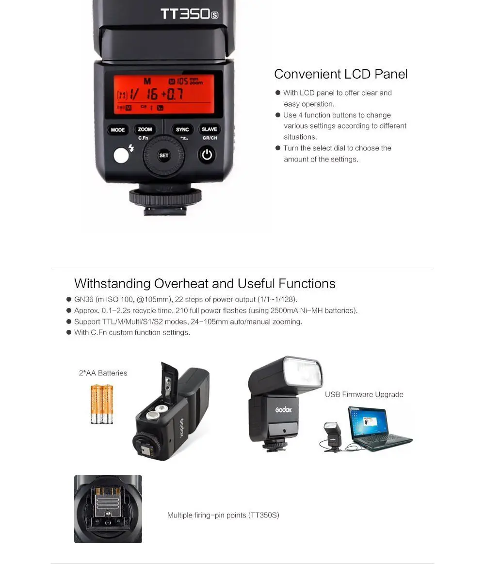 Вспышка Godox Mini TT350 TT350S 2 4G TTL 1/8000s для камеры Sony беззеркальная DSLR камера a77II a7R A6000 A6500
