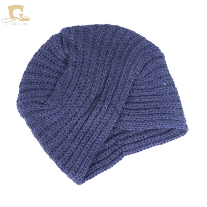 Зимняя вязаная тюрбан головной убор Твист шапочка Кепка бандана Хемо|headband hat|head