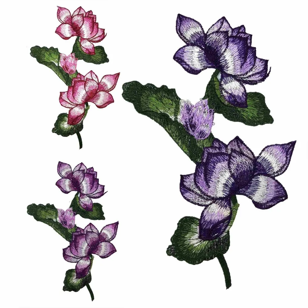 1 шт. вышивка цветок лотоса пришить патч платье шляпа сумка джинсы аппликация