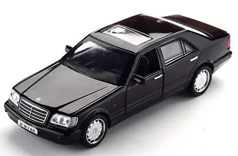 1:32 Сплав Ретро-игрушка автомобиль W140 S600 металлическая классическая игрушка, модель автомобиля Игрушечная машина из сплава со звуком и светом оттягивающий подарок для детей - Цвет: Черный