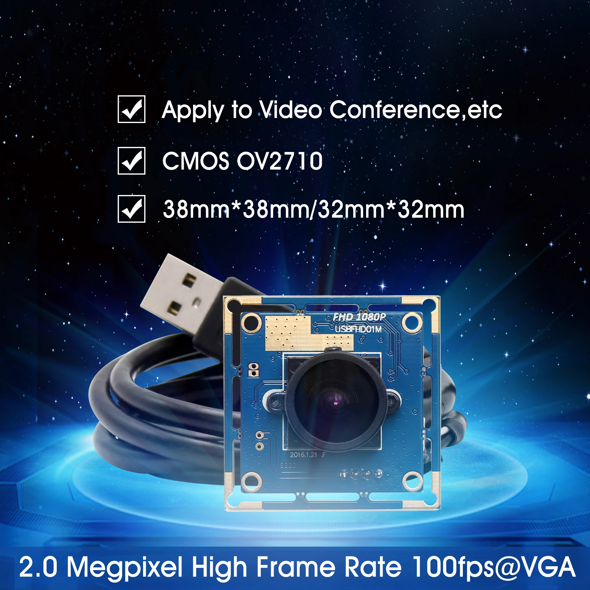 2MP веб камера безопасности 1080P Мини CMOS OV2710 UVC OTG 30fps/60fps/120fps 170 градусов объектив