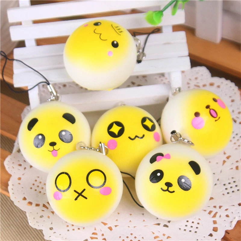1pcs Random Delivery Cute Simulation Small Bread Smile Face Keychain Key Rings for Girls Boy Children Gift Can Be Toy Keychains | Украшения