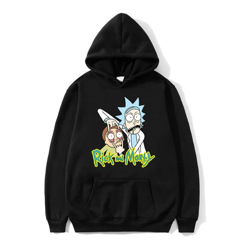 Толстовки с капюшоном Rick and marty, флисовая Мужская толстовка унисекс, брендовая толстовка с капюшоном, повседневный спортивный костюм, пуловер, Прямая поставка, уличная одежда - Цвет: 2 black