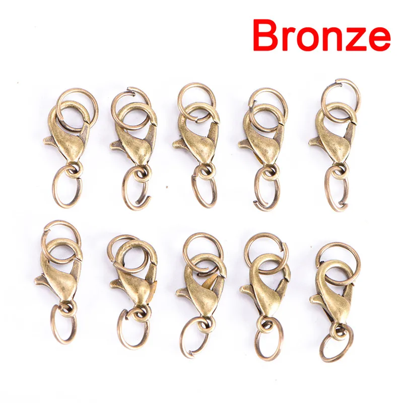 bronze 20 шт. в стиле бохо, застежки-карабины, кольца для прыжков, разъемное кольцо для изготовления крючков, бусины с обжимным концом, пружинное ожерелье, соединительные цепи, набор - Цвет: bronze