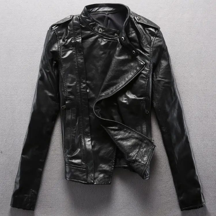 Женская Повседневная мотоциклетная куртка wumen черная из натуральной овечьей