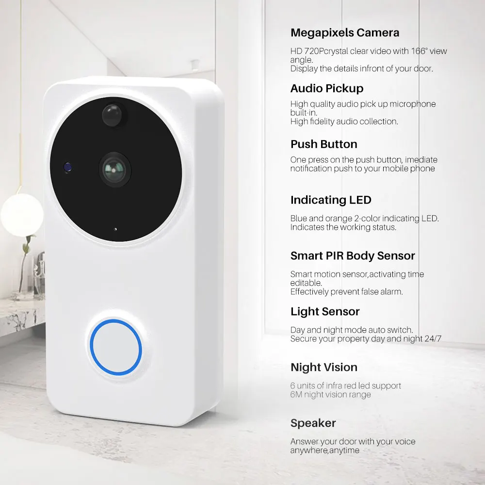 WiFi дверной Звонок камера Смарт Wi-Fi Двусторонняя видеодомофон дверной звонок камера ночного видения PIR монитор сигнализация удаленный домашний мониторинг
