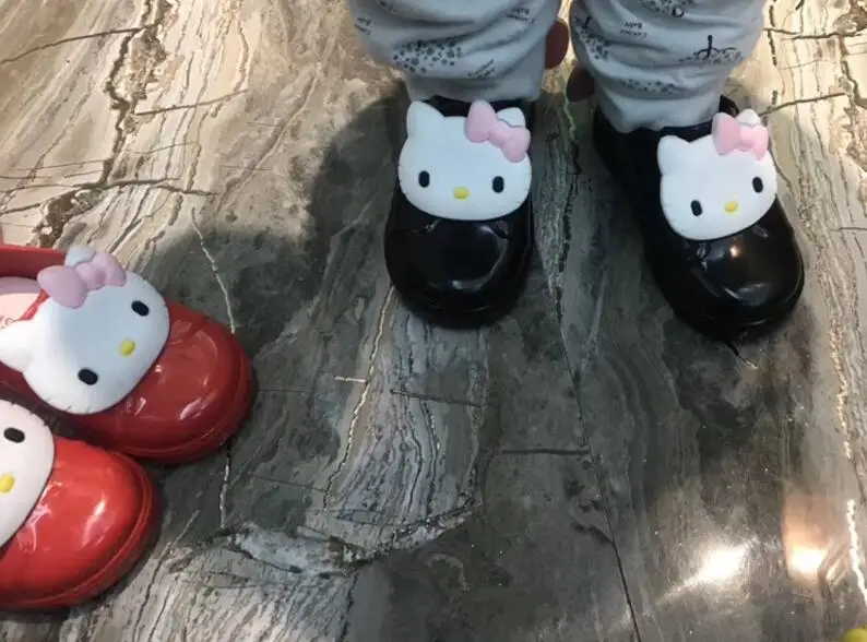 Стиль hello kitty пластиковые сандалии для девочек дышащая детская обувь детские сандалии