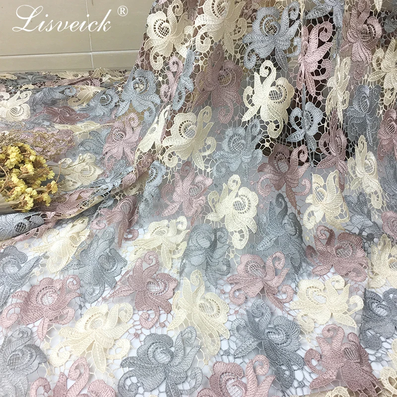 

new 1yard soluble lace fabric Hollow embroidery african lace patchwork tissu for Kids DIY dress skirt wedding Decoration craft