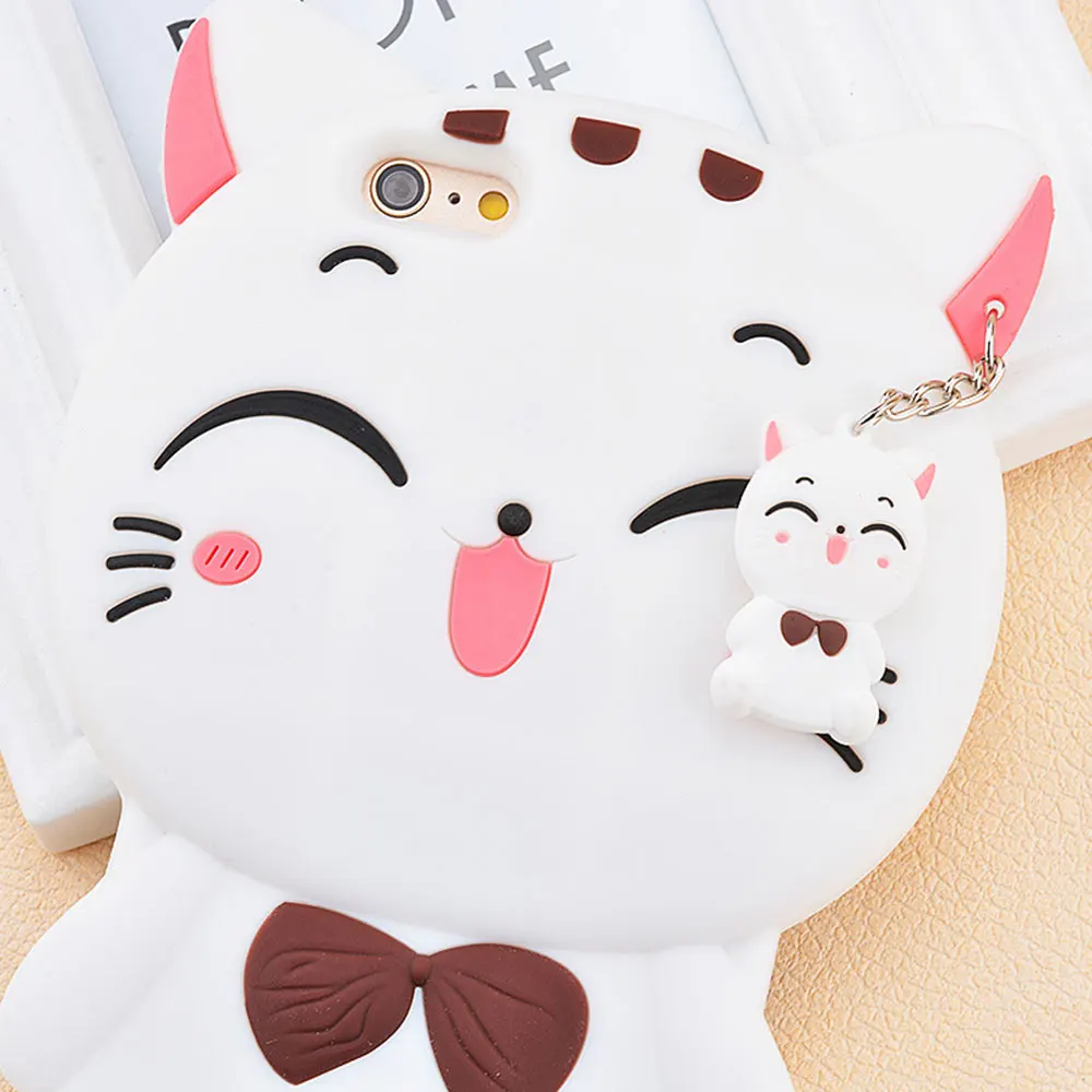 RAXFLY TPU Soft Case Lucky Cat Silicone For iPhone 7 8 Plus X XS XR Xs Max Cover 6 6s Cases With Lanyard |