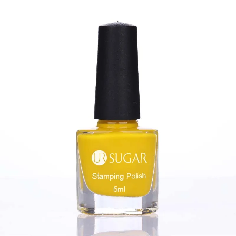 Yellow Ur Sugar 6 мл штамп лак для ногтей Дизайн ногтей Пластина Печать лак цвета украшение масляной лаки для маникюра DIY - Цвет: Yellow