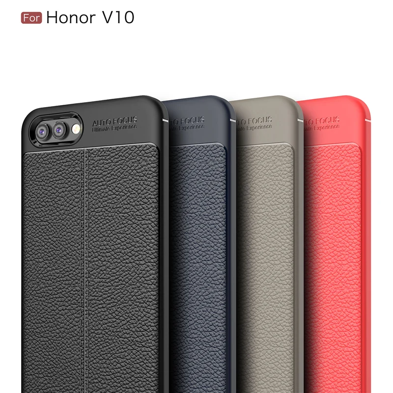 Litchi Texture Soft TPU Cases for Huawei Honor V10 Cover Silicone Case View 10 Back For V9 PLAY | Мобильные телефоны и