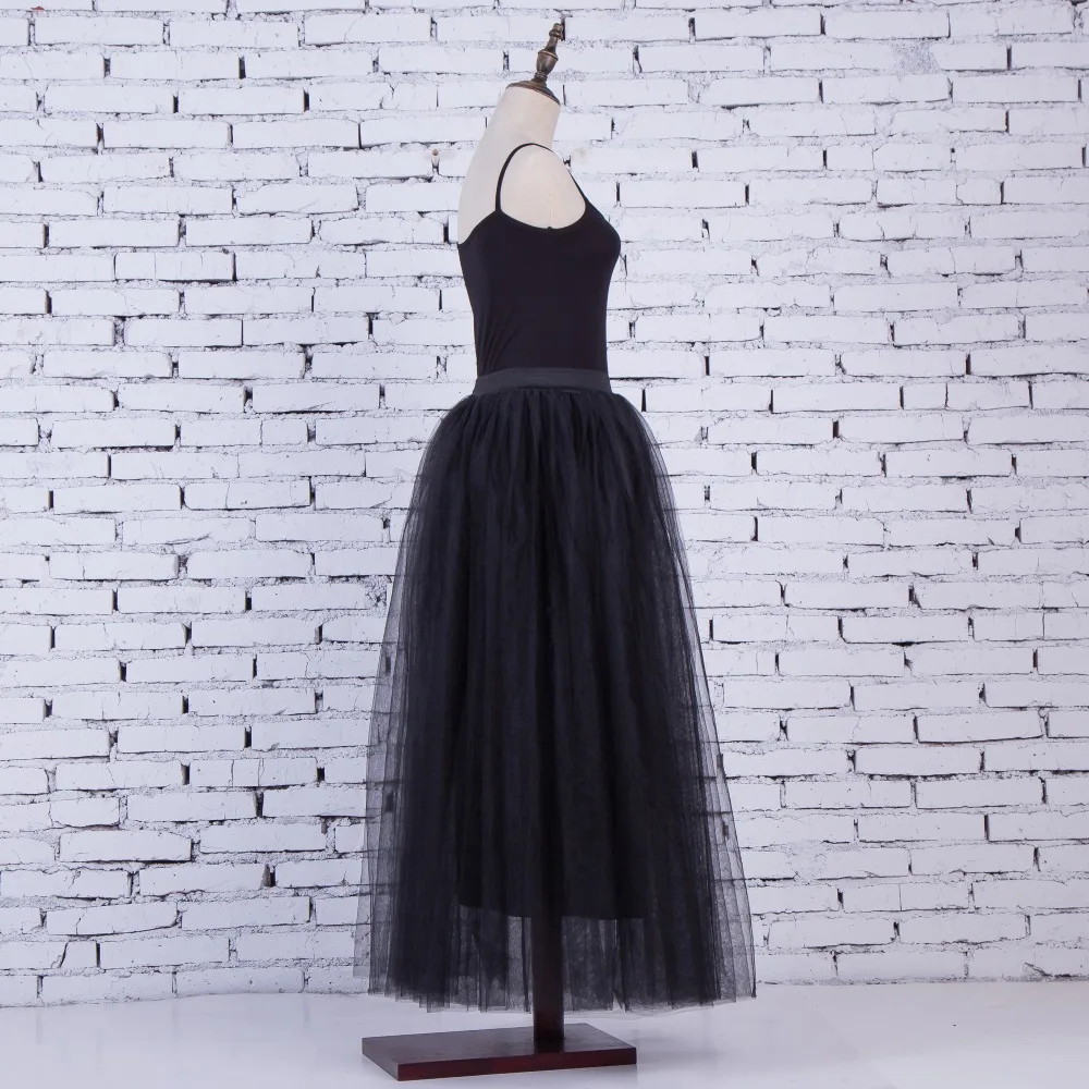 FOLOBE женские 1950 черные винтажные Пышные юбки пачки макси длинные фатиновые для