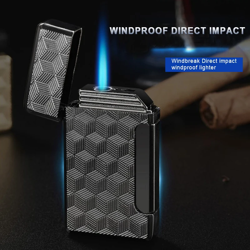 3 стиля ветрозащитная Зажигалка для сигар голубое Надувное пламя персональный