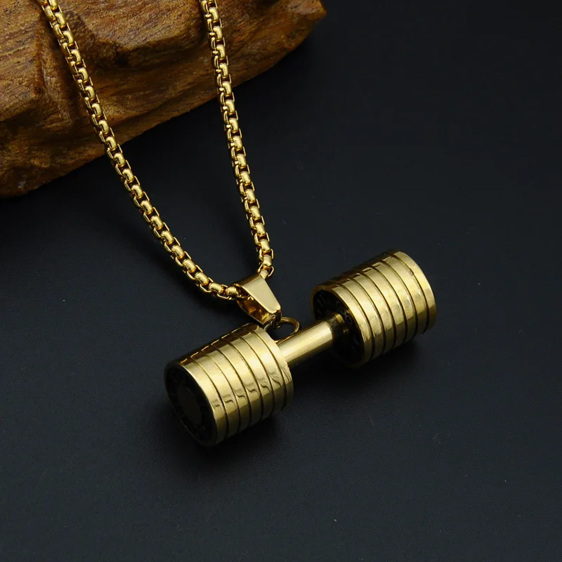Дизайн модные Для мужчин спорт фитнес прочность dumbell Популярные titanium кулон Mathidaleo Цепочки и ожерелья D029