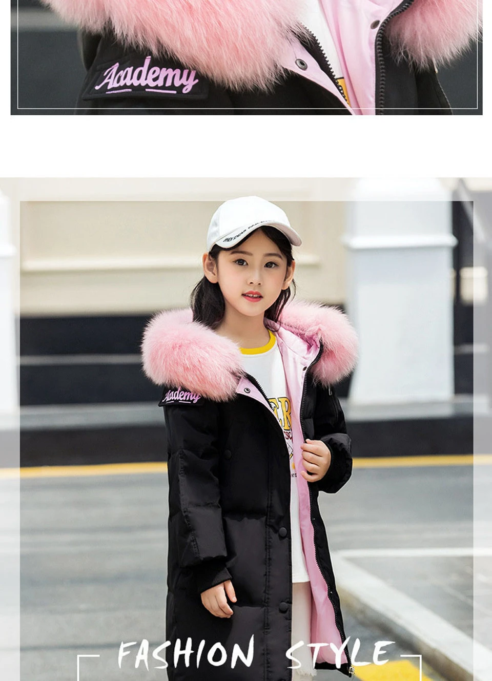 30 degrees Girls clothing duck Down jacket for girl clothes Winter Thicken warm Parka Fur Hooded Children Outerwear Coats