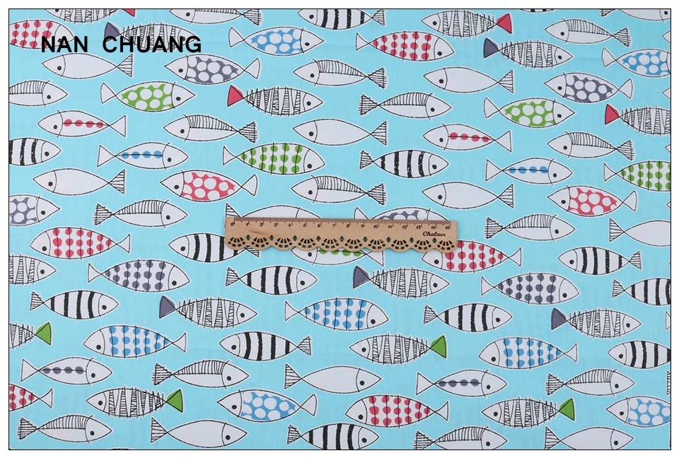 Nanchuang, 7 шт./лот, серия рыб, хлопковая ткань, Лоскутная Ткань для рукоделия, ручная работа, для шитья, для детей, материалы 20x25 см