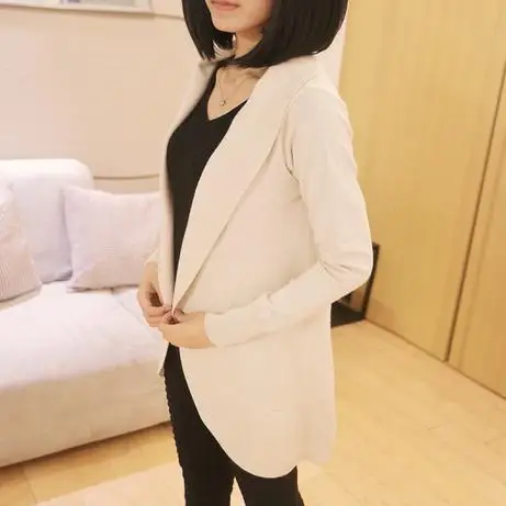 Женский тонкий свитер-пальто свободный длинный вязаный кардиган с