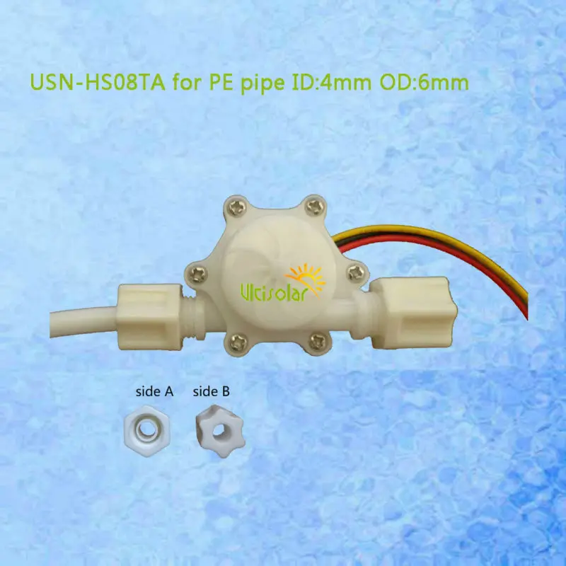 USN HS08TA 1 Ultisolar Датчик потока с эффектом Холла воды 0 15 1% л/мин 6 мм OD PE труба