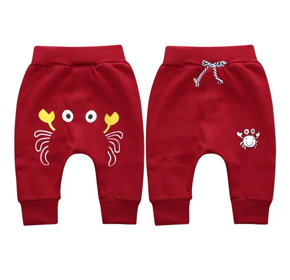 Crab Red Детские штаны для маленьких мальчиков и девочек детские шаровары с рисунком краба брюки на лето, весну и осень длинные спортивные штаны Одежда для От 1 до 4 лет - Цвет: Crab Red