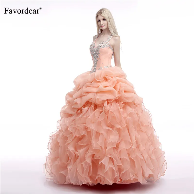 Длинное бальное платье Favordear Rurffles Pleat расшитое блестками Vestidos De Quincianera роскошное