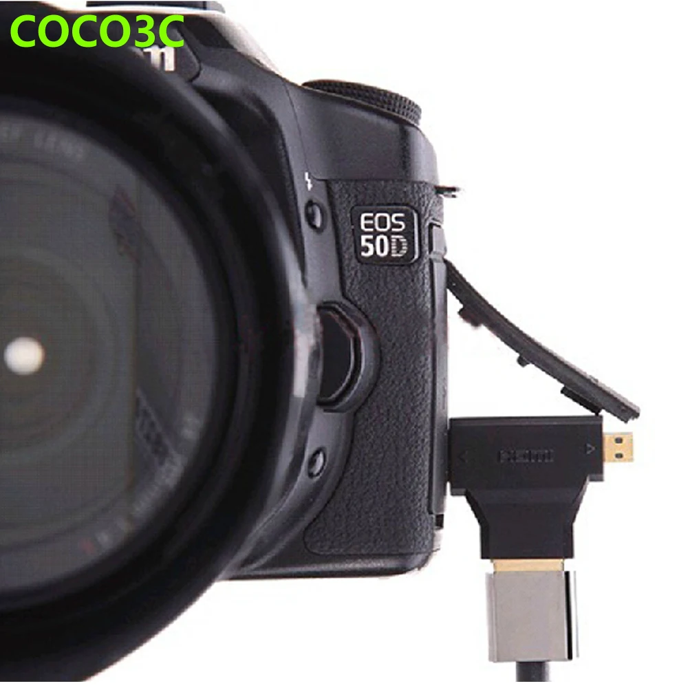 

3 in 1 HDMI 1.4 A Female to Micro D Mini C Male port Adapter Card for HDTV Protector Camera Tablet 24K 1080P converter