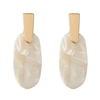 yjx womens big oval shape resin matte statement earrings in abalone shell design