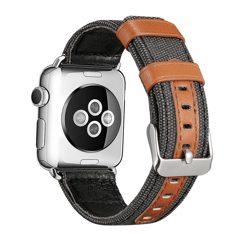 Холщовый ремешок для часов из натуральной кожи apple watch 42 мм/38 мм/44 мм/40 мм наручный