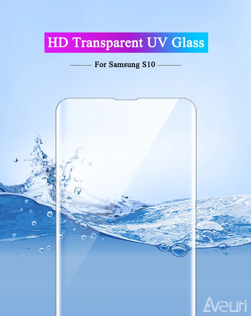 Aveuri ультрафиолетового света Стекло для samsung Galaxy S10 плюс S10+ S10E закаленное Стекло для samsung S8 S9 плюс Поддержка разблокировка отпечатком пальца
