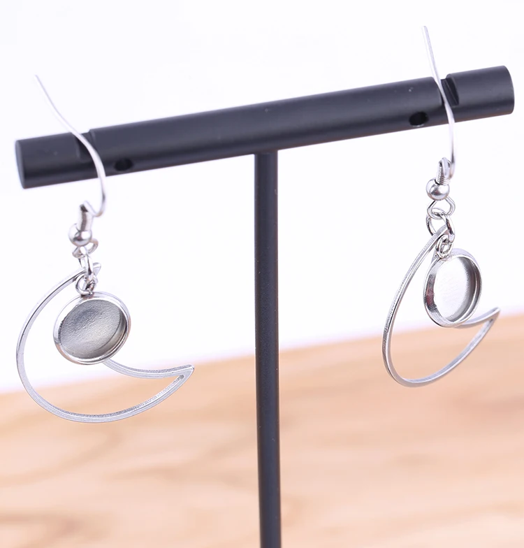 Shukaki 10 шт. 8 мм нержавеющая сталь висячие серьги База diy Луна Подвески Кабошон ободок Установка заготовки для изготовления ювелирных изделий