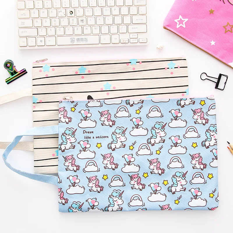 A4 Единорог файл держатель милый Оксфорд Сумка для документов пенал корейский