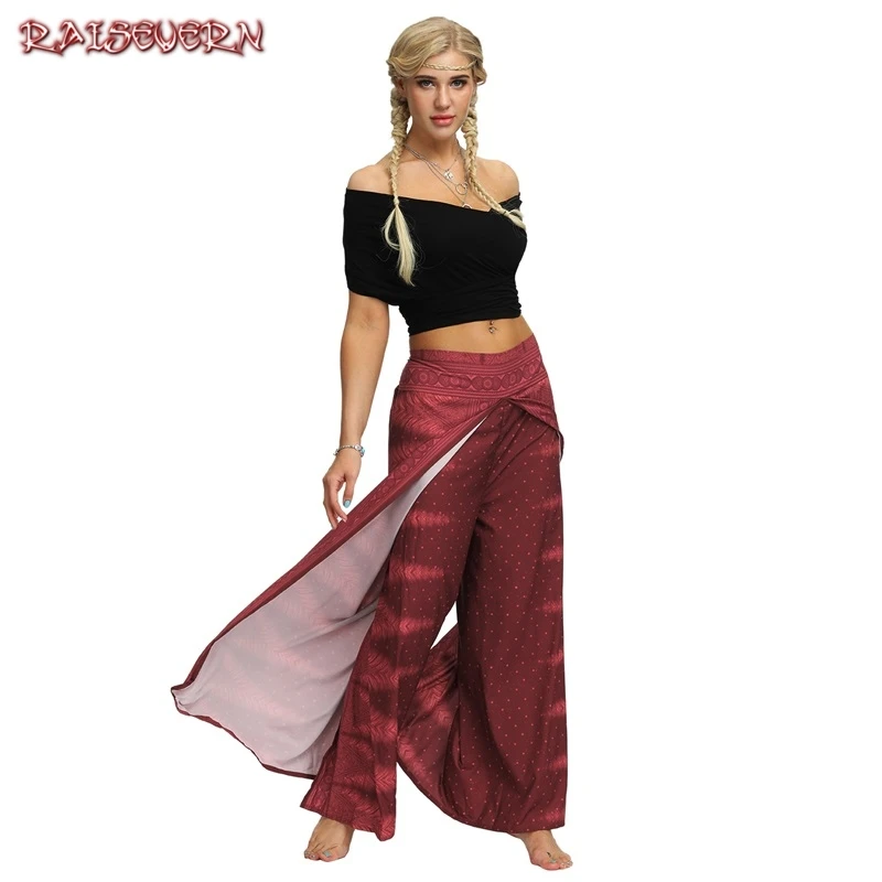 Брюки RAISEVERN женские с завышенной талией повседневные штаны широкими штанинами