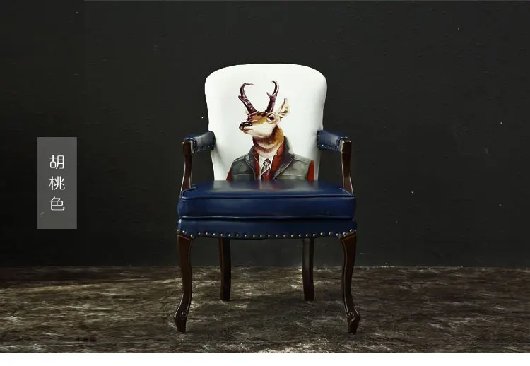 Louis fashion Dining chairs American desk European retro solid wooden Nordic simple single Cafe leisure