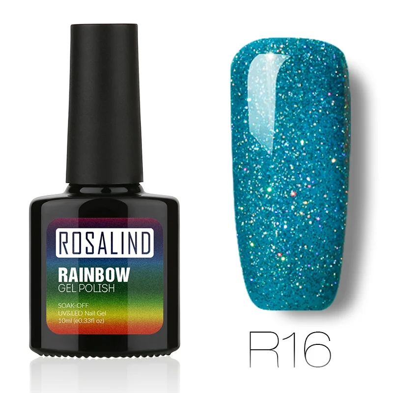 R16 ROSALIND, 10 мл, Гель-лак для ногтей, Радужный мерцающий R01-29, лазер, блестящий, для дизайна ногтей, маникюра, долговечный УФ-светодиодный Гель-лак - Цвет: R16