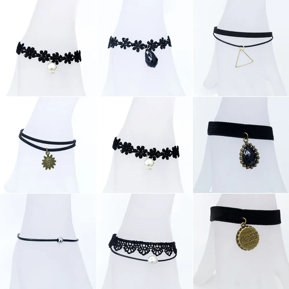 Женский Многослойный кожаный браслет черный кружевной золотой серебряный