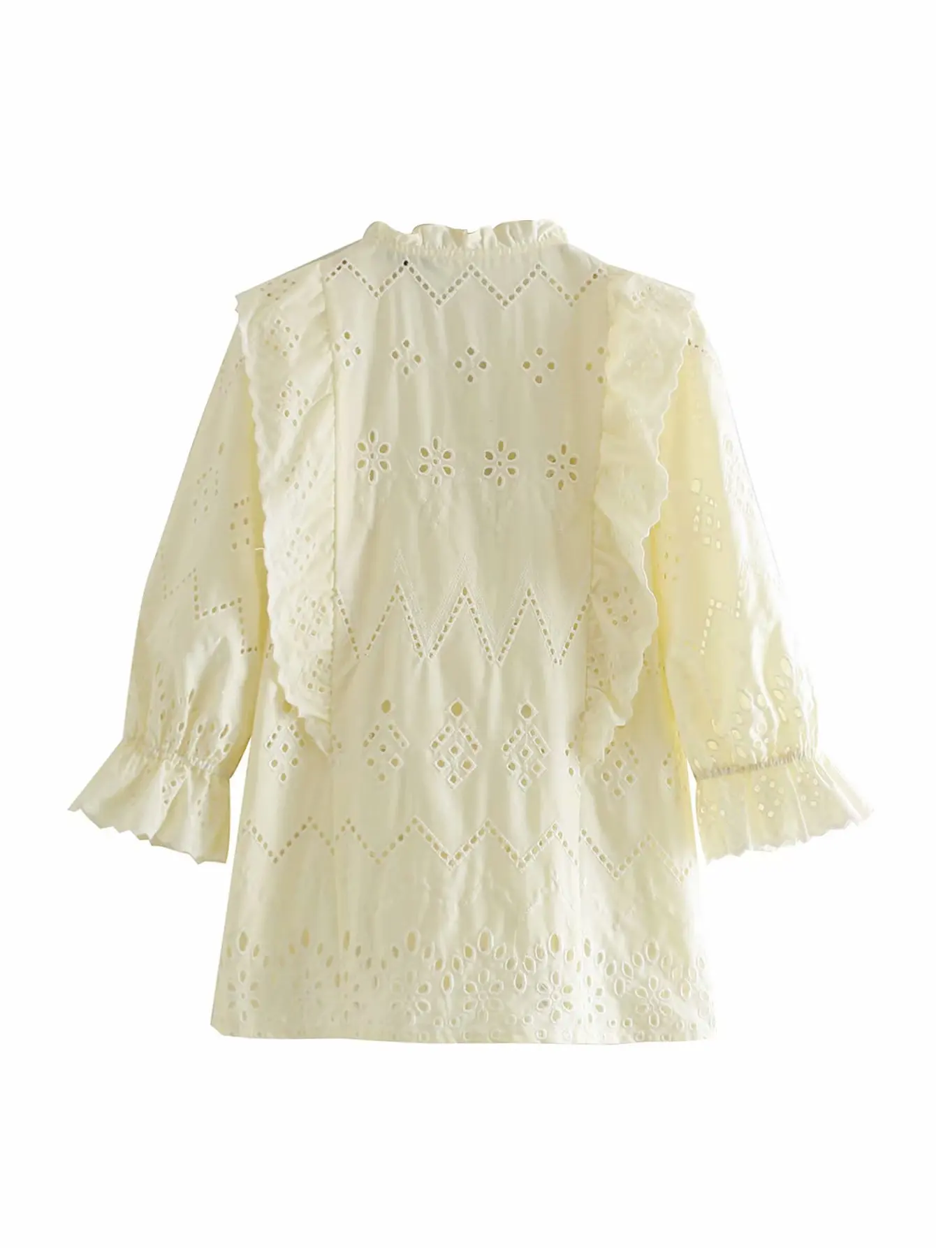 Женский весенний кружевной комплект из двух предметов блузка с длинным рукавом и